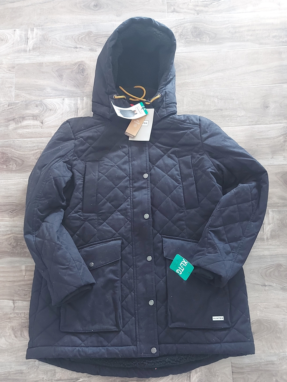 Hunter Navy Quilted Hooded Puffer Jacket